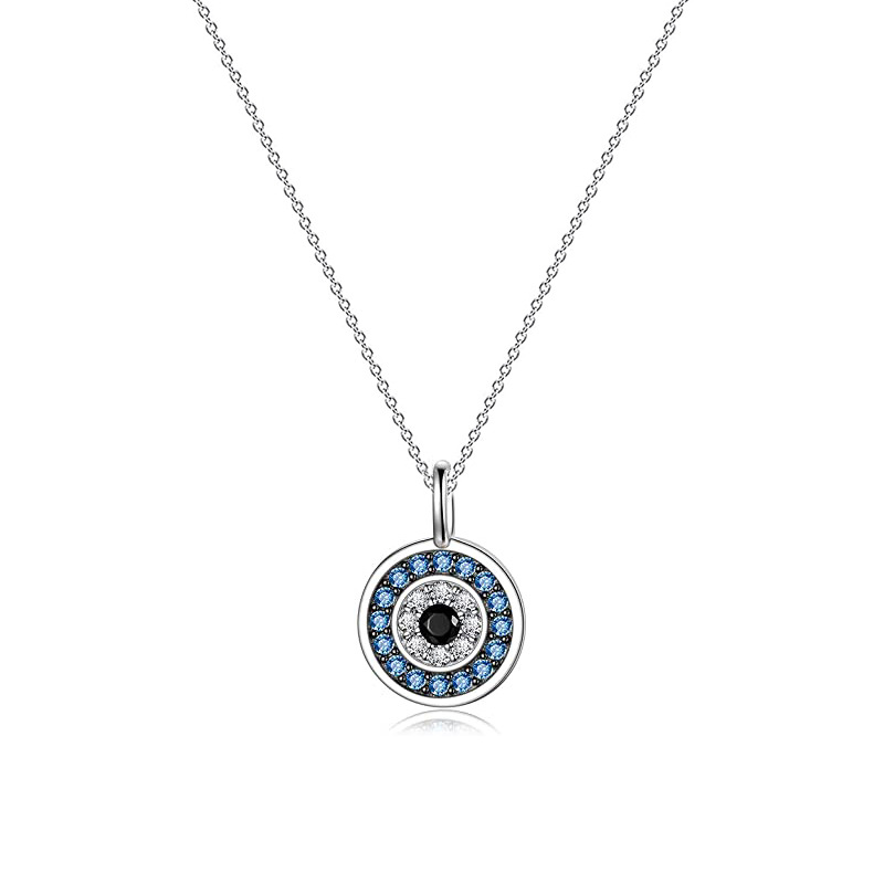 Reiki Harmony Sterling Silver Evil Eye Pendant Necklace