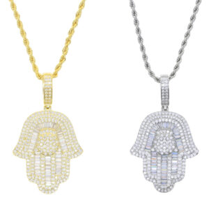 Reiki Harmony Sparkling Hamsa Zircon Necklace