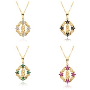 Reiki Harmony Virgin Mary Floral Medal Necklace